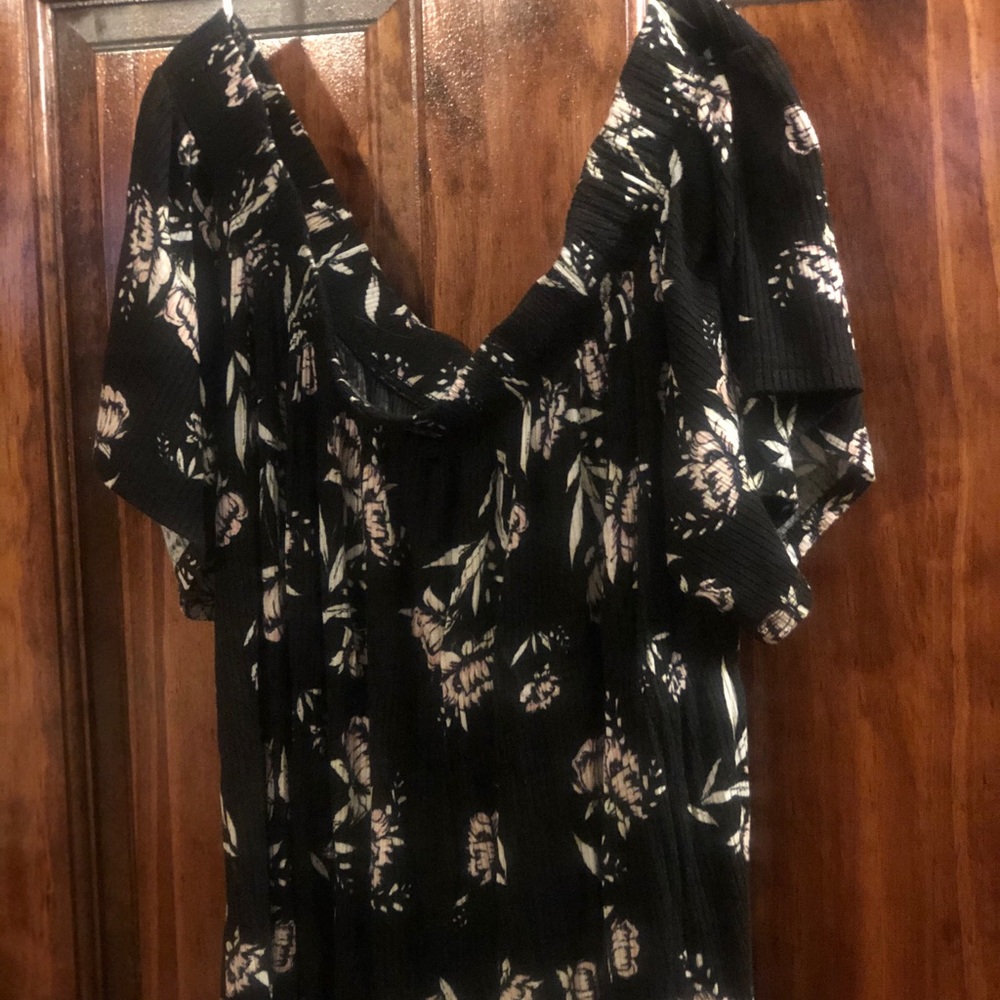 Charming Charles Off The Shoulder Black Floral Top